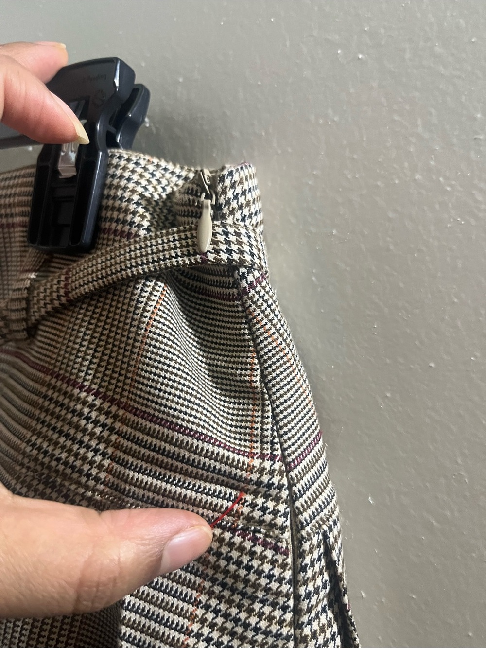 Stradivarius Plaid Mini Skort in Tan, Black & Rust - Picture 5 of 6
